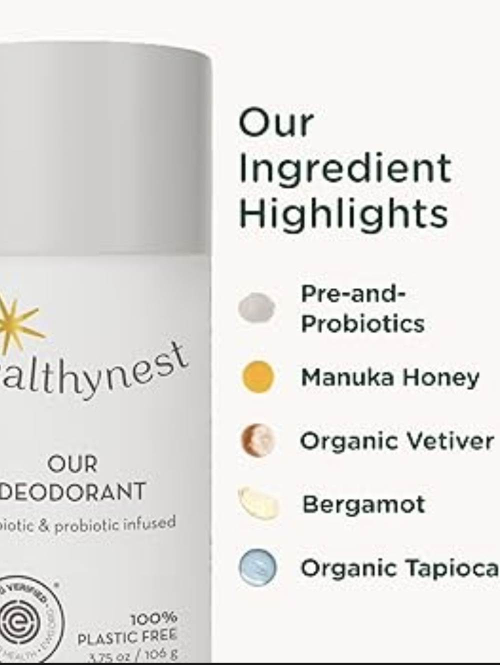 Organic Deodorant Stick New Never Used Aluminum Free HEALTHYNEST New